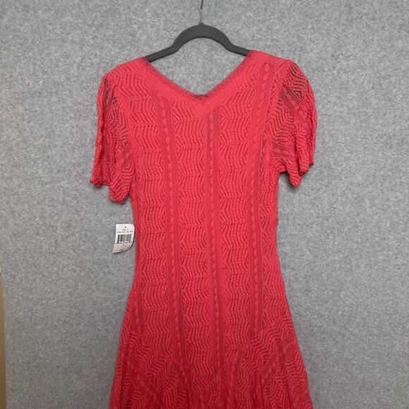 Rabbit Rabbit Rabbit Midi Dress Size 10 Coral Lace Overlay Romantic Babydoll NEW - Picture 9 of 14